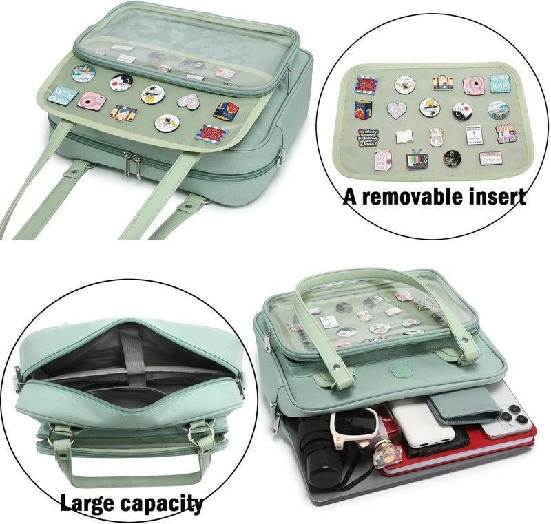 CHERRY SAUCE Oxford Ita Bag Crossbody Shoulder Bag Satchel Messenger Backpack Multi-Purpose Pins Display - Image 4